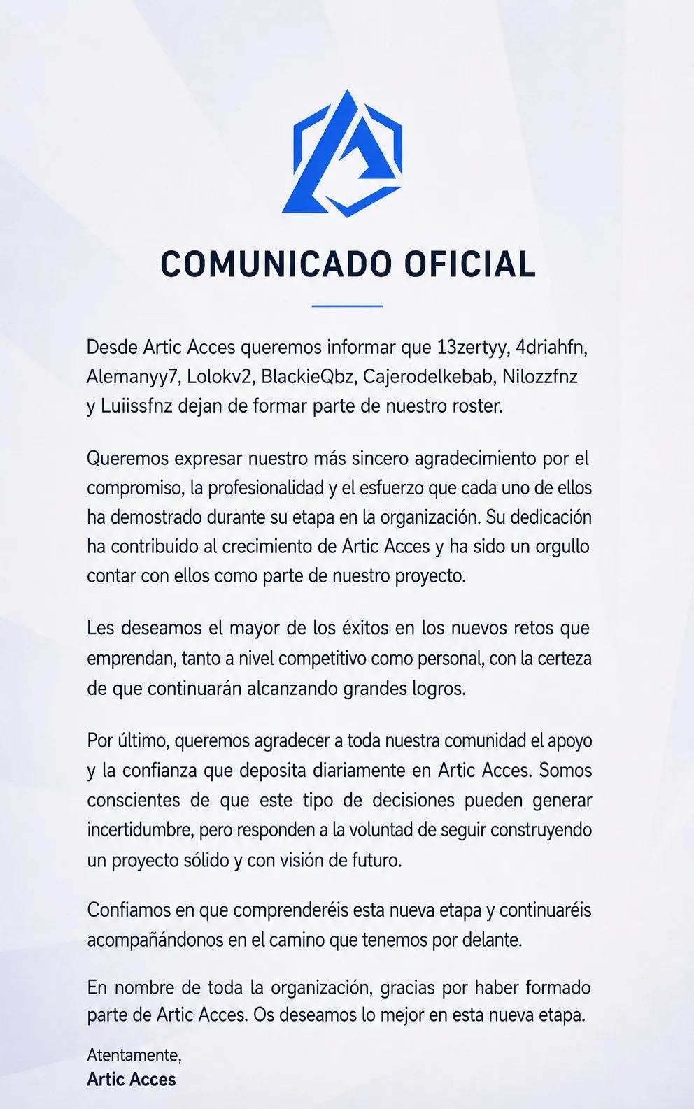 Cambios en la plantilla