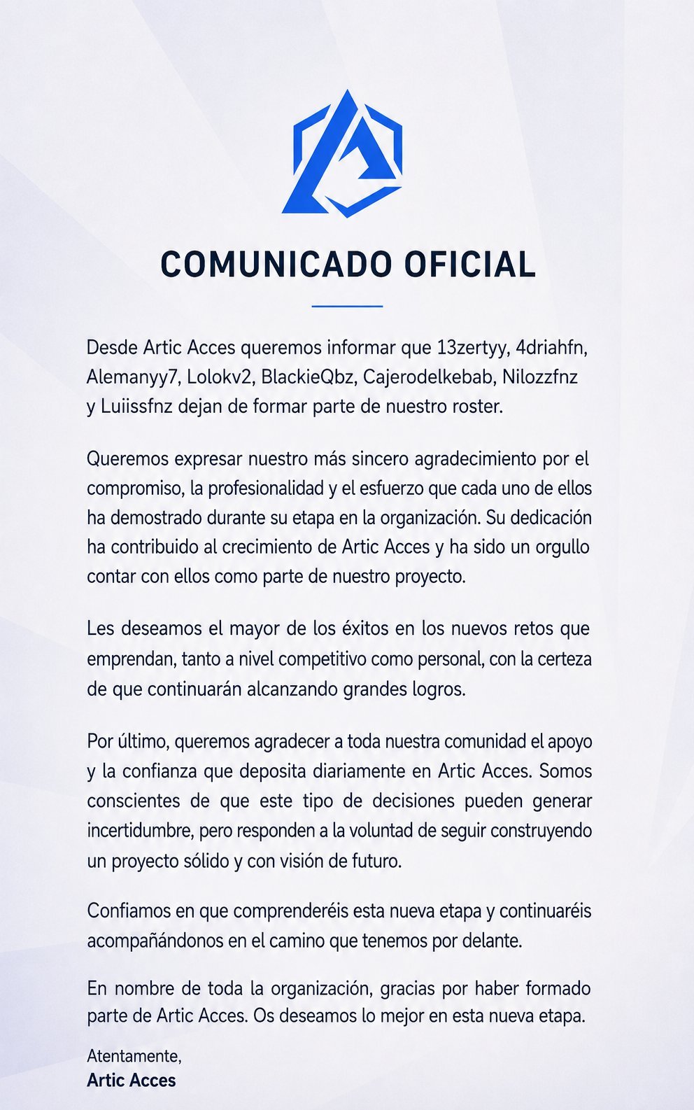 Cambios en la plantilla